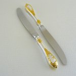 Нож столовый мельхиоровый Модель «ROYAL» МНЦ, серебро 999,9°, позолота 24 кар