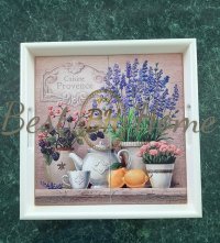 Поднос (дерево керамика) Лаванда