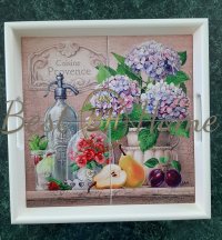 Поднос (дерево керамика) Гортензии