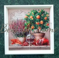 Поднос (дерево керамика) Мандарин