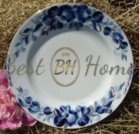 Тарелка 240 мм мелкая Татьяна, кобальт, золото