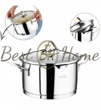 OMS Каструля D = 18 см 2,4 л, з нерж.сталі, кришка скло, ручка сталь  індукція