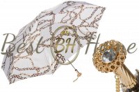 Біла складна парасолька з принтом ланцюжків Pasotti