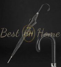 Елегантна сіра парасолька, з шкіряною ручкою